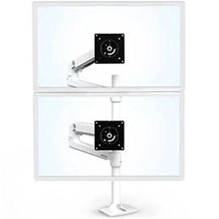 Ergotron 40 in. LX Dual Stacking Arm Tall Pole Desk Mount for 2 LCD Displays, Bright White 45-509-216
